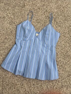 Striped Blue Spaghetti Strap Tank Top